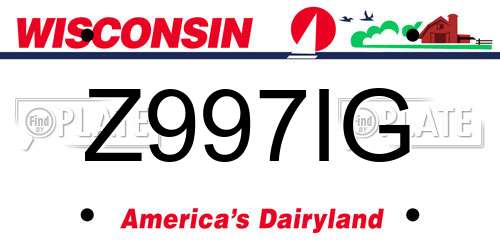 Z997IG Wisconsin License Plate