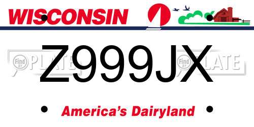 Z999JX Wisconsin License Plate
