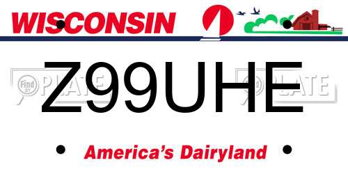 Z99UHE Wisconsin License Plate
