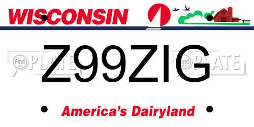 Z99ZIG Wisconsin License Plate