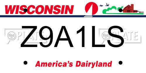Z9A1LS Wisconsin License Plate