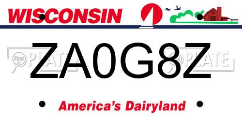 ZA0G8Z Wisconsin License Plate