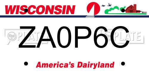 ZA0P6C Wisconsin License Plate