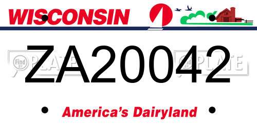 ZA20042 Wisconsin License Plate