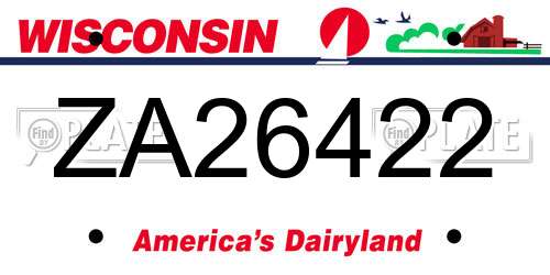 ZA26422 Wisconsin License Plate