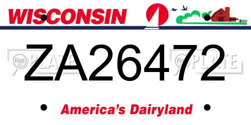 ZA26472 Wisconsin License Plate