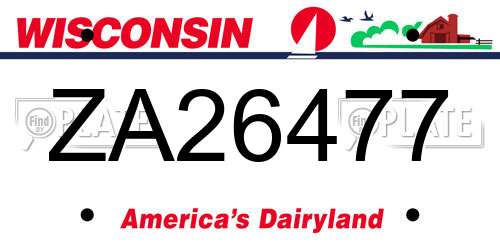 ZA26477 Wisconsin License Plate