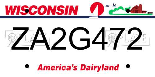 ZA2G472 Wisconsin License Plate