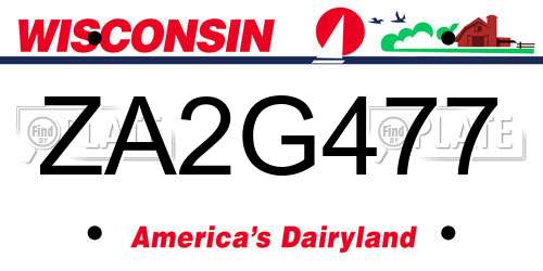 ZA2G477 Wisconsin License Plate