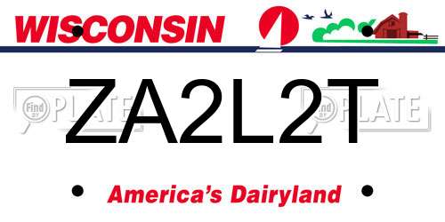 ZA2L2T Wisconsin License Plate
