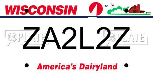 ZA2L2Z Wisconsin License Plate