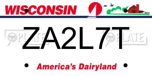 ZA2L7T Wisconsin License Plate