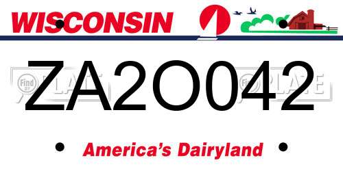 ZA2O042 Wisconsin License Plate