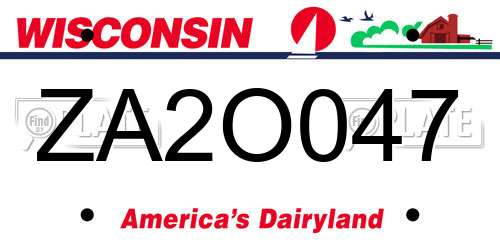 ZA2O047 Wisconsin License Plate