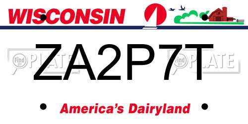 ZA2P7T Wisconsin License Plate