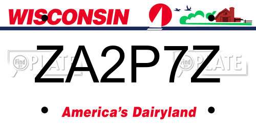 ZA2P7Z Wisconsin License Plate