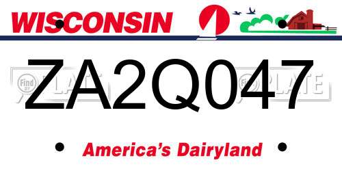 ZA2Q047 Wisconsin License Plate