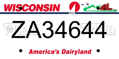 ZA34644 Wisconsin License Plate