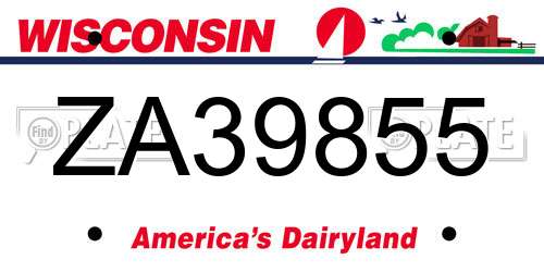 ZA39855 Wisconsin License Plate