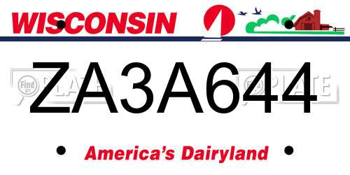 ZA3A644 Wisconsin License Plate