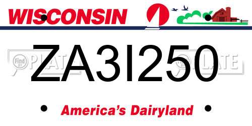 ZA3I250 Wisconsin License Plate