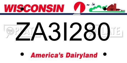 ZA3I280 Wisconsin License Plate