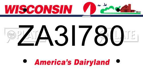 ZA3I780 Wisconsin License Plate