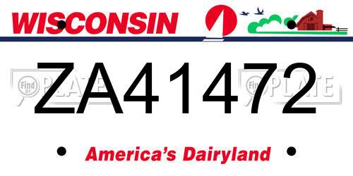 ZA41472 Wisconsin License Plate