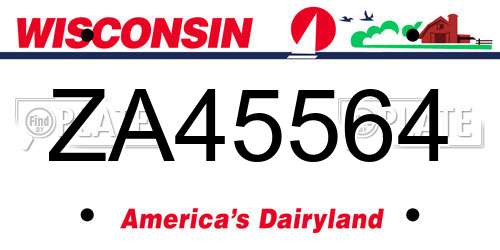 ZA45564 Wisconsin License Plate