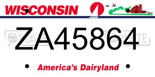 ZA45864 Wisconsin License Plate