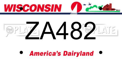 ZA482 Wisconsin License Plate