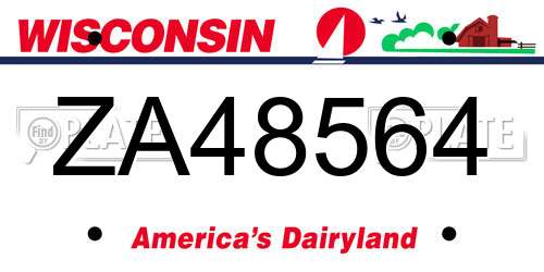 ZA48564 Wisconsin License Plate