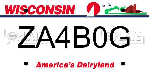 ZA4B0G Wisconsin License Plate