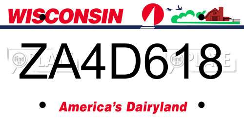 ZA4D618 Wisconsin License Plate