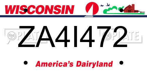 ZA4I472 Wisconsin License Plate