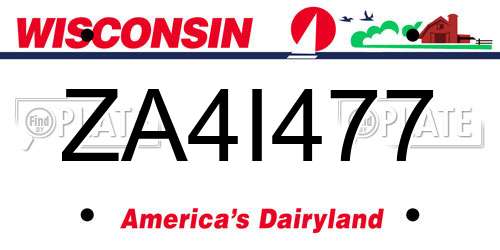 ZA4I477 Wisconsin License Plate
