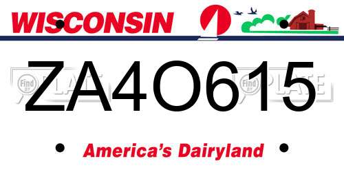 ZA4O615 Wisconsin License Plate