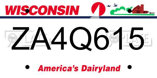 ZA4Q615 Wisconsin License Plate