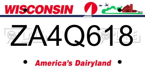 ZA4Q618 Wisconsin License Plate