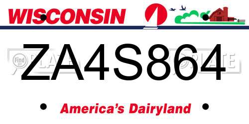ZA4S864 Wisconsin License Plate