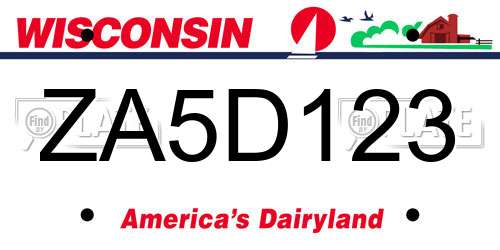ZA5D123 Wisconsin License Plate