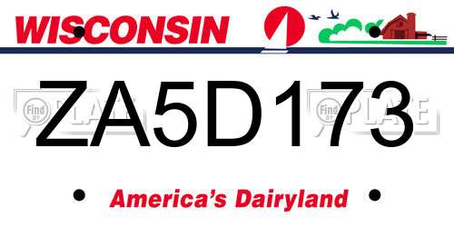 ZA5D173 Wisconsin License Plate