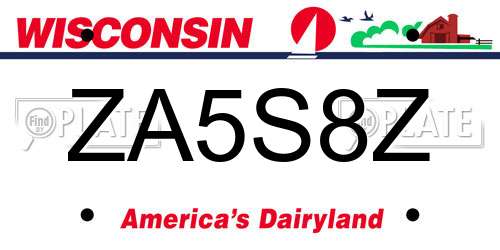 ZA5S8Z Wisconsin License Plate