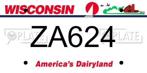 ZA624 Wisconsin License Plate