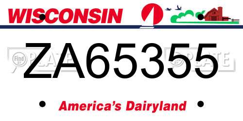 ZA65355 Wisconsin License Plate