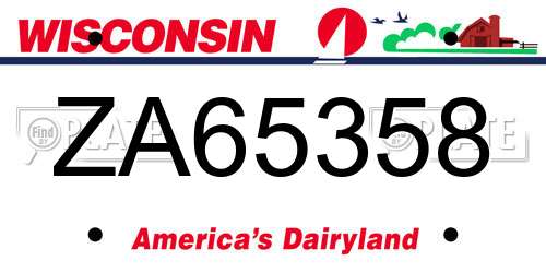 ZA65358 Wisconsin License Plate
