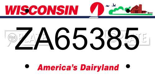 ZA65385 Wisconsin License Plate
