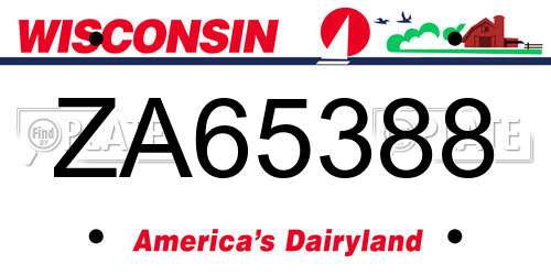 ZA65388 Wisconsin License Plate
