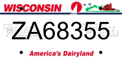 ZA68355 Wisconsin License Plate