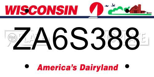 ZA6S388 Wisconsin License Plate